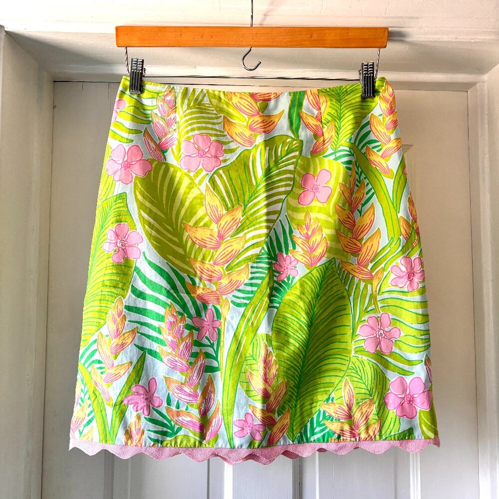 Lilly Pulitzer Lime Green Multicolor Tropical Print Mini Skirt